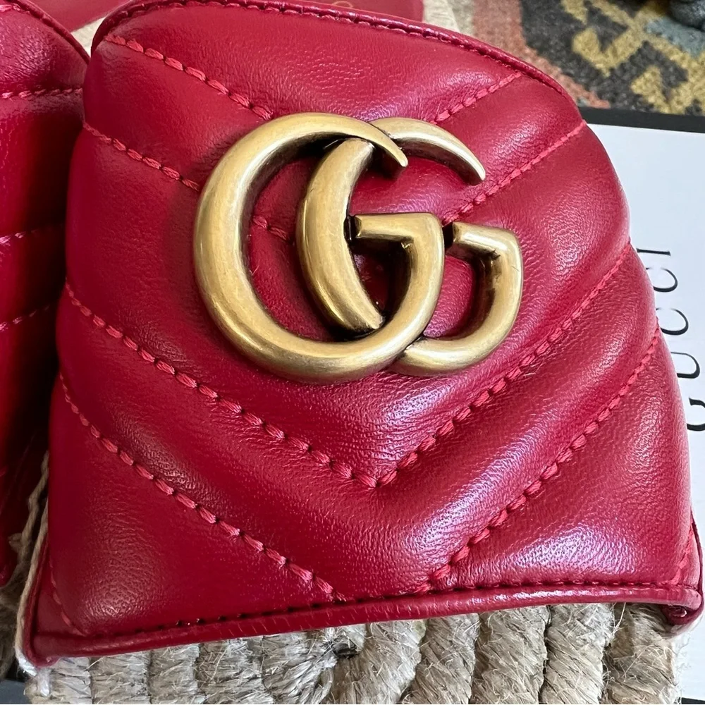 GUCCi Charlotte GG Marmont Nappa Leather Espadrilles Orig Box EU37 Worn Twice!